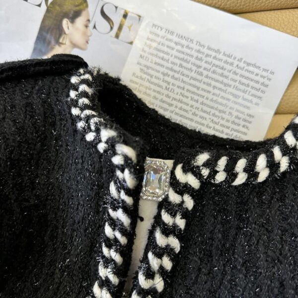 Chanel Striped Knit Cardigan Black For Women