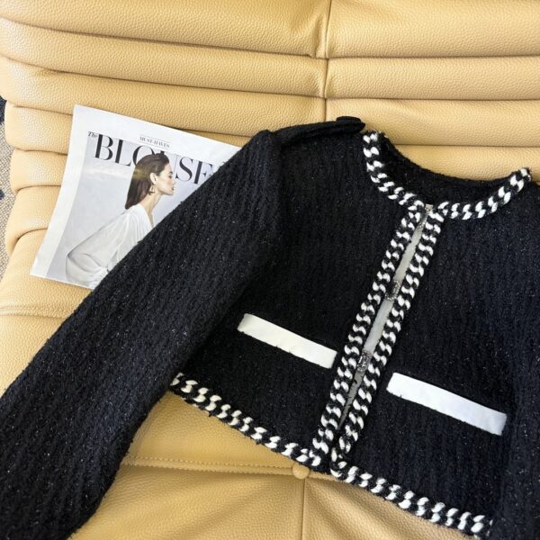 Chanel Striped Knit Cardigan Black For Women