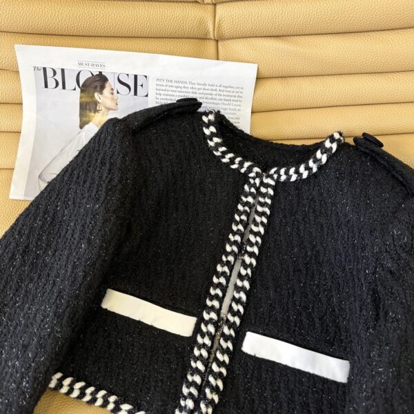 Chanel Striped Knit Cardigan Black For Women