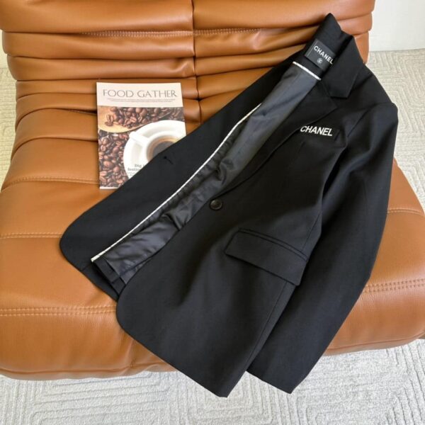 Chanel Summer Texture Flat Collar Edling Jacket Black For Women