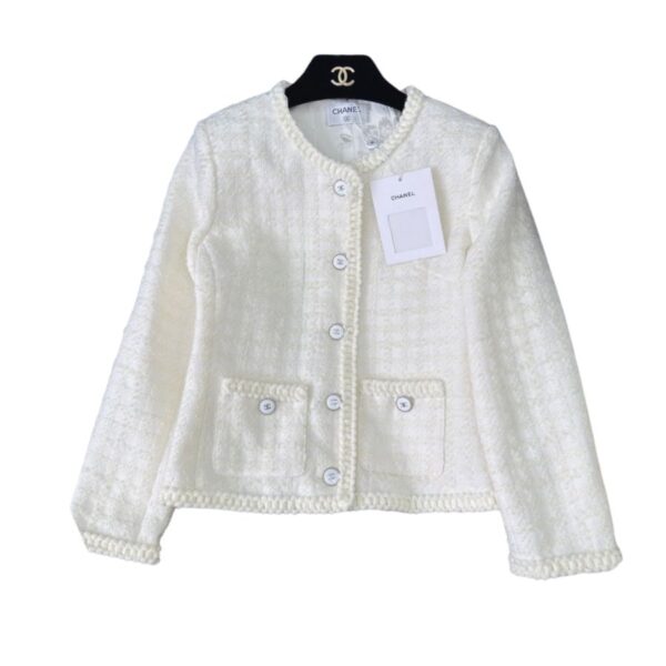 Chanel Sutdc Tweed Jacket White For Women