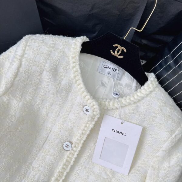 Chanel Sutdc Tweed Jacket White For Women