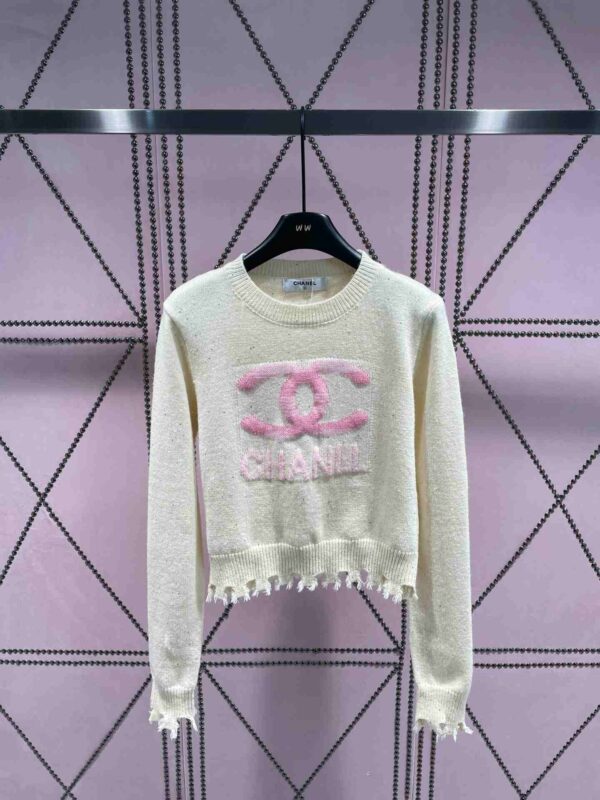 Chanel Sweater With CC Logo At Front White For Women