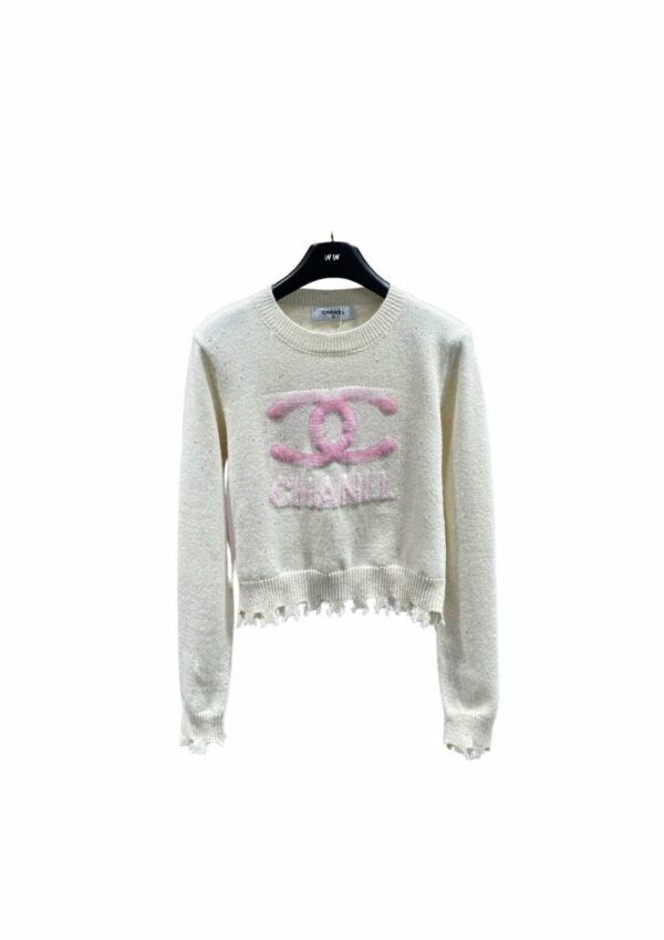 Chanel Sweater With CC Logo At Front White For Women
