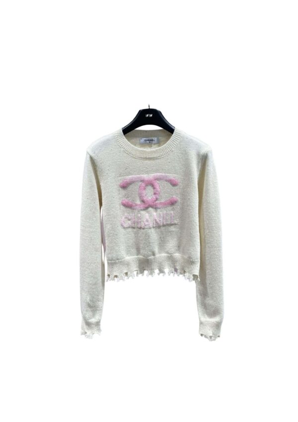 Chanel Sweater With CC Logo At Front White For Women