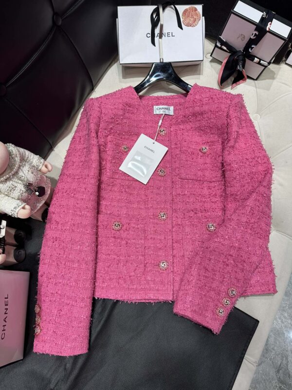 Chanel Sweet Small Fragrance Tweed Jacket Pink For Women