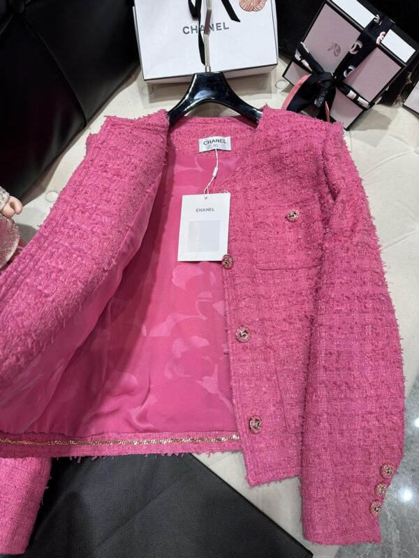 Chanel Sweet Small Fragrance Tweed Jacket Pink For Women
