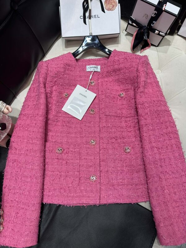 Chanel Sweet Small Fragrance Tweed Jacket Pink For Women
