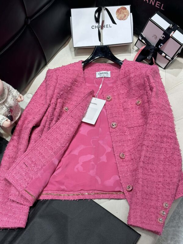 Chanel Sweet Small Fragrance Tweed Jacket Pink For Women