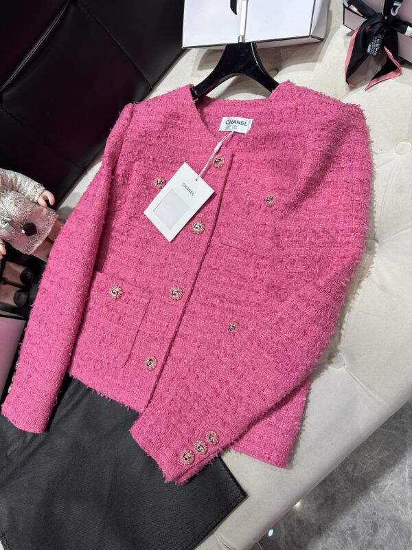 Chanel Sweet Small Fragrance Tweed Jacket Pink For Women