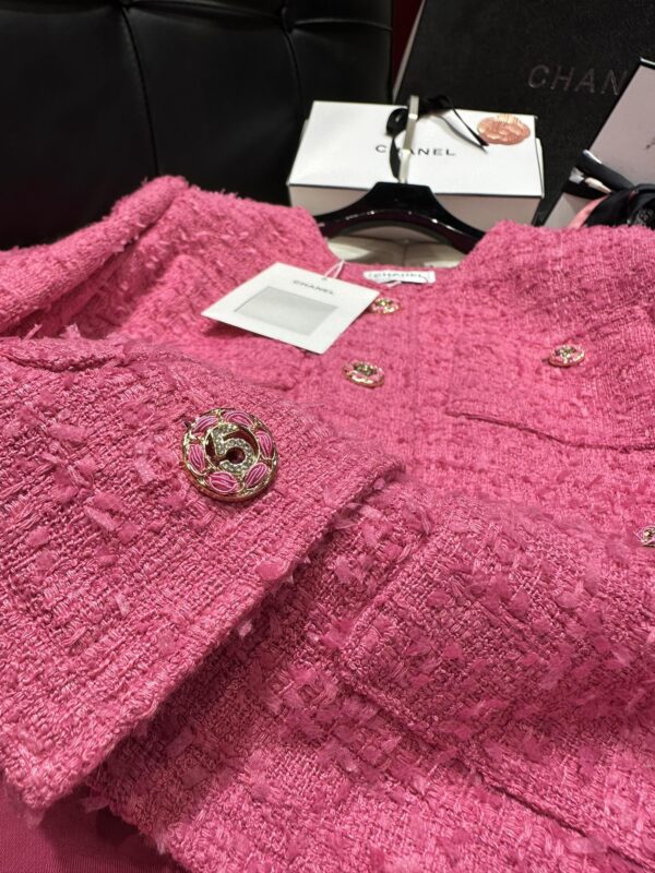Chanel Sweet Small Fragrance Tweed Jacket Pink For Women