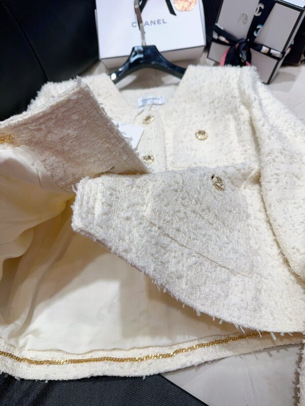 Chanel Sweet Small Fragrance Tweed Jacket White For Women