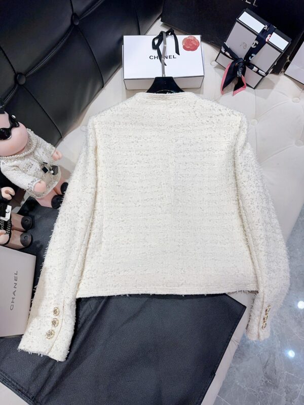 Chanel Sweet Small Fragrance Tweed Jacket White For Women
