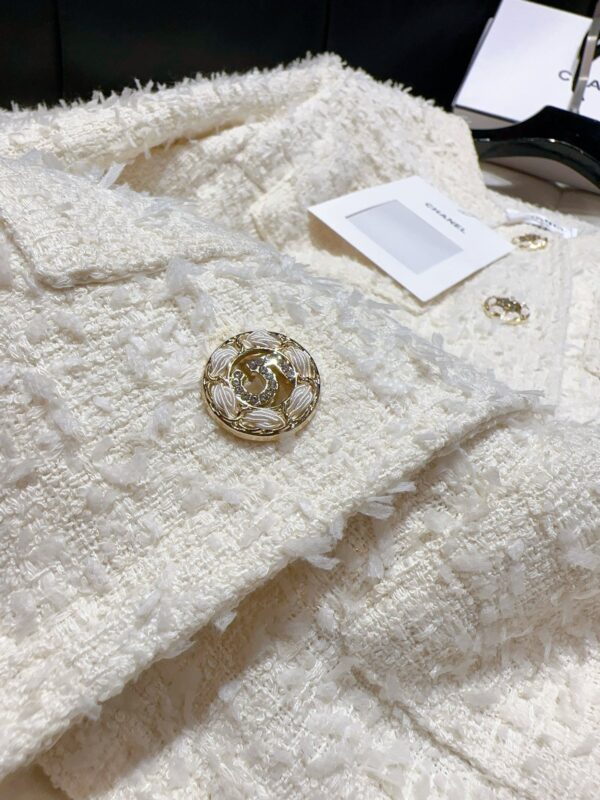 Chanel Sweet Small Fragrance Tweed Jacket White For Women