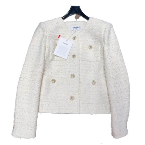 Chanel Sweet Small Fragrance Tweed Jacket White For Women
