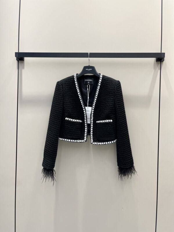 Chanel Trimmed Tweed Jacket Black For Women