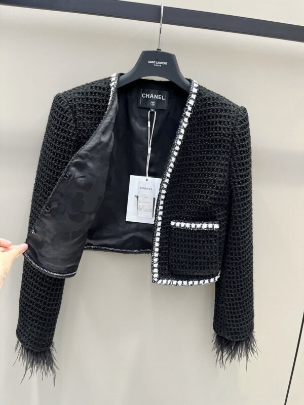 Chanel Trimmed Tweed Jacket Black For Women