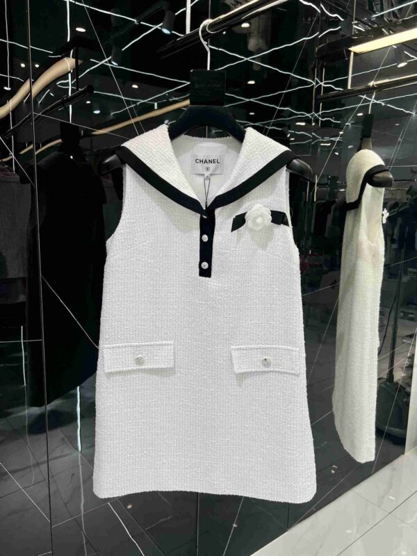 Chanel Tweed Armpit Dress White For Women