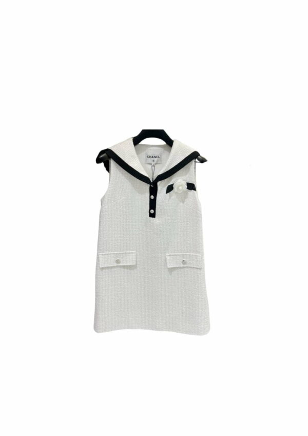 Chanel Tweed Armpit Dress White For Women