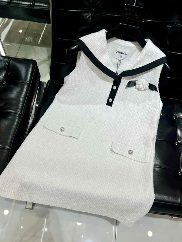 Chanel Tweed Armpit Dress White For Women