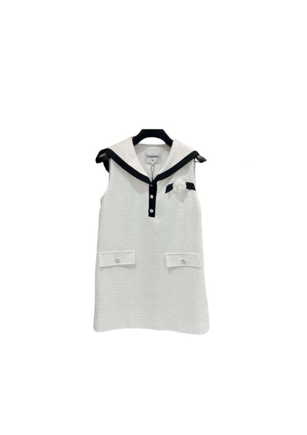 Chanel Tweed Armpit Dress White For Women