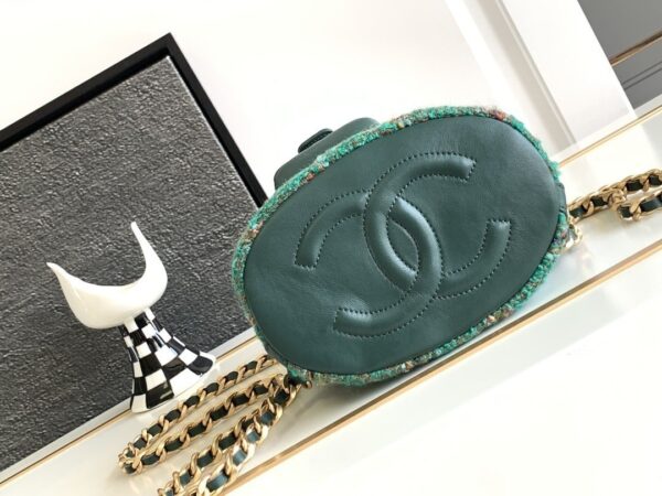 [REP 1:1] Chanel Tweed Backpack Green/Orange For Women 17cm / 6.7in