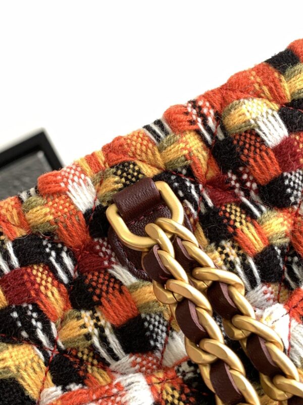 [REP 1:1] Chanel Tweed Backpack Green/Orange For Women 17cm / 6.7in