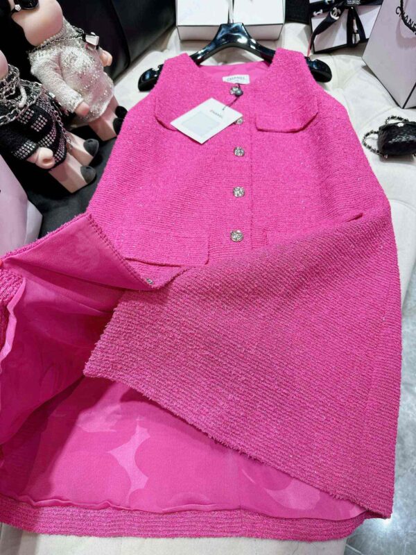 Chanel Tweed Dress Pink For Women