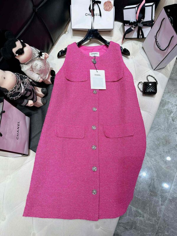 Chanel Tweed Dress Pink For Women