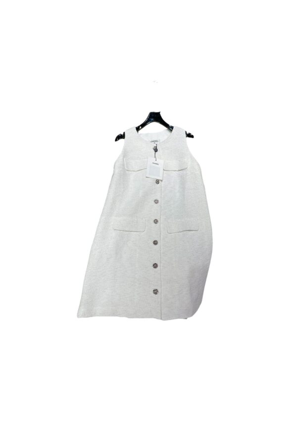 Chanel Tweed Dress White For Women