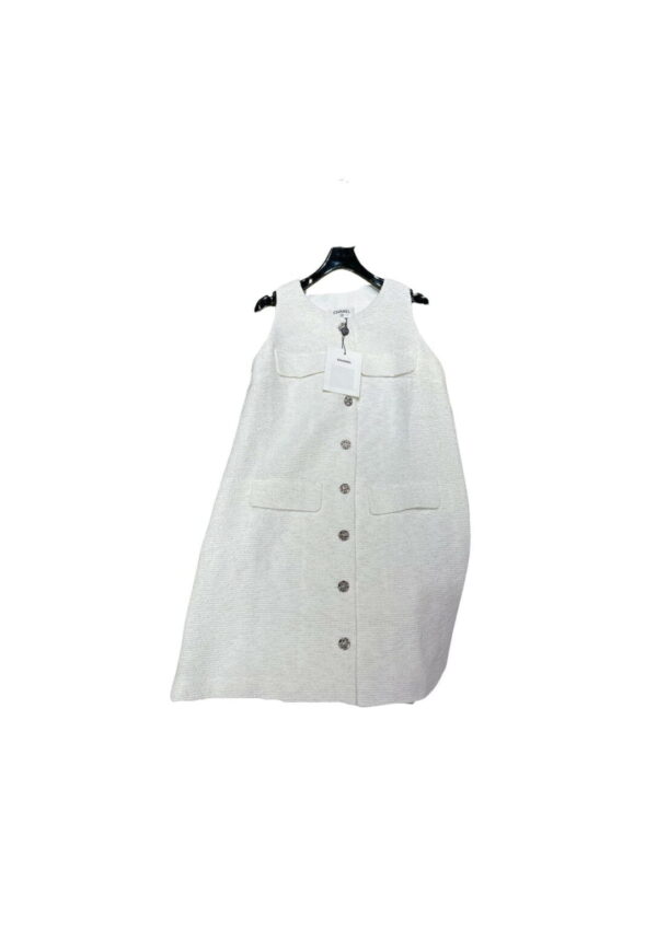 Chanel Tweed Dress White For Women