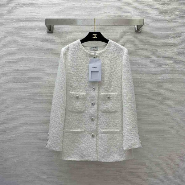 Chanel Tweed Jacket White For Women P74823 V66067 00100