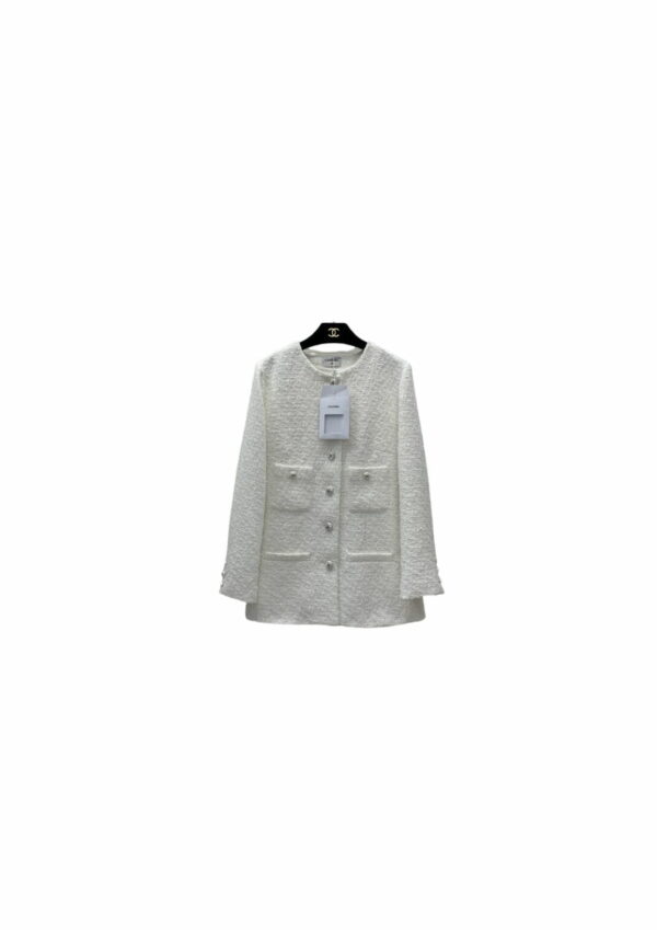 Chanel Tweed Jacket White For Women P74823 V66067 00100