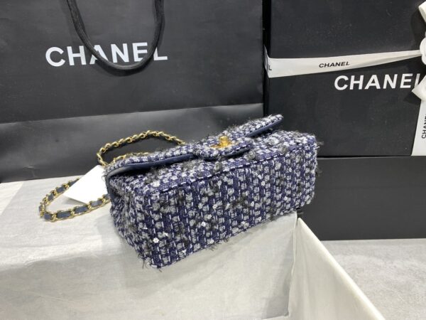 [REP 1:1] Chanel Tweed Mini Flap Bag Dark Blue For Women 20cm / 7.9in AS01116