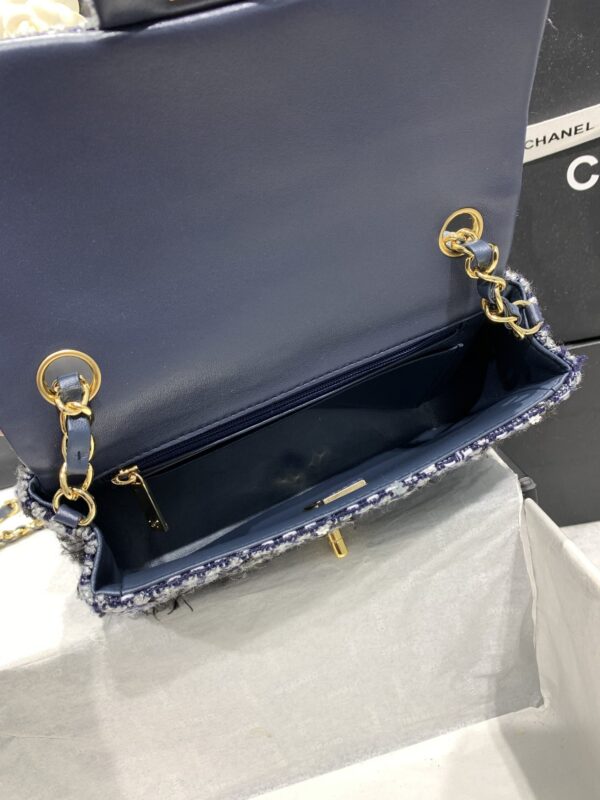 [REP 1:1] Chanel Tweed Mini Flap Bag Dark Blue For Women 20cm / 7.9in AS01116