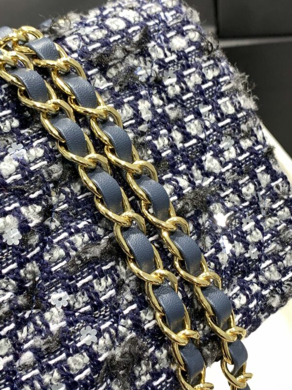 [REP 1:1] Chanel Tweed Mini Flap Bag Dark Blue For Women 20cm / 7.9in AS01116