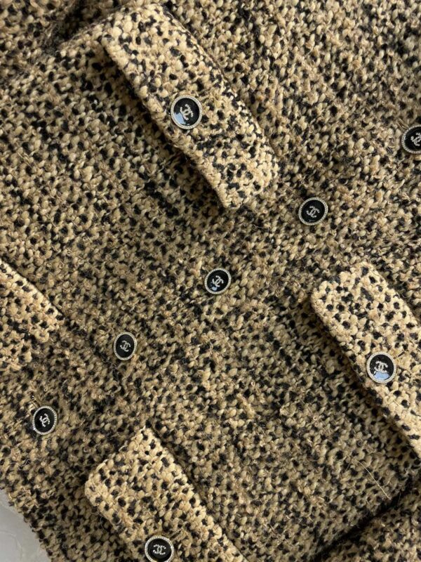 Chanel Tweed Round-Neck Short Jacket Yellow For Women