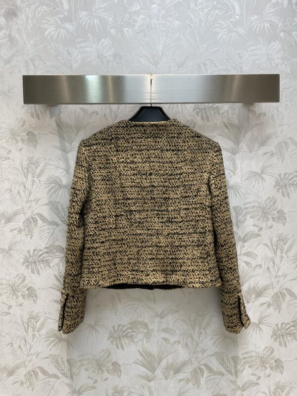 Chanel Tweed Round-Neck Short Jacket Yellow For Women