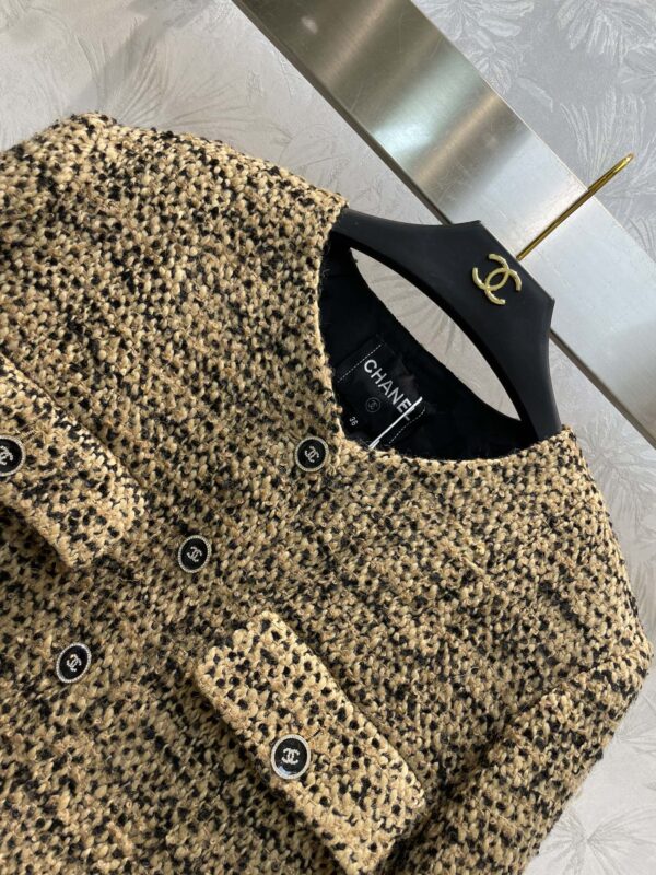 Chanel Tweed Round-Neck Short Jacket Yellow For Women