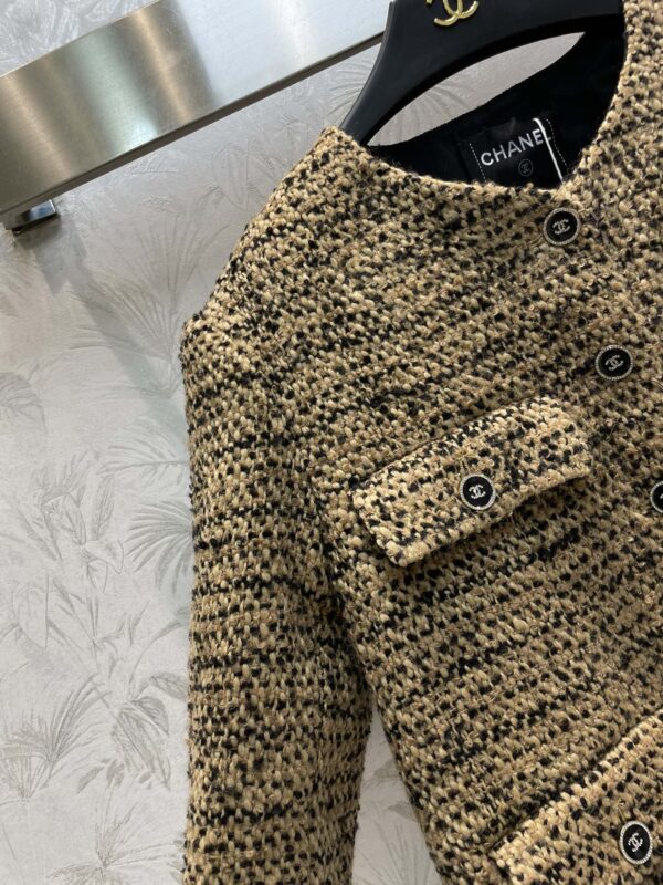 Chanel Tweed Round-Neck Short Jacket Yellow For Women