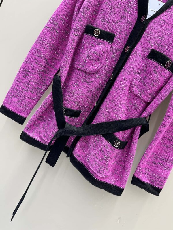 Chanel V-neck Long-Sleeved Knitted Cardigan Pink For Women