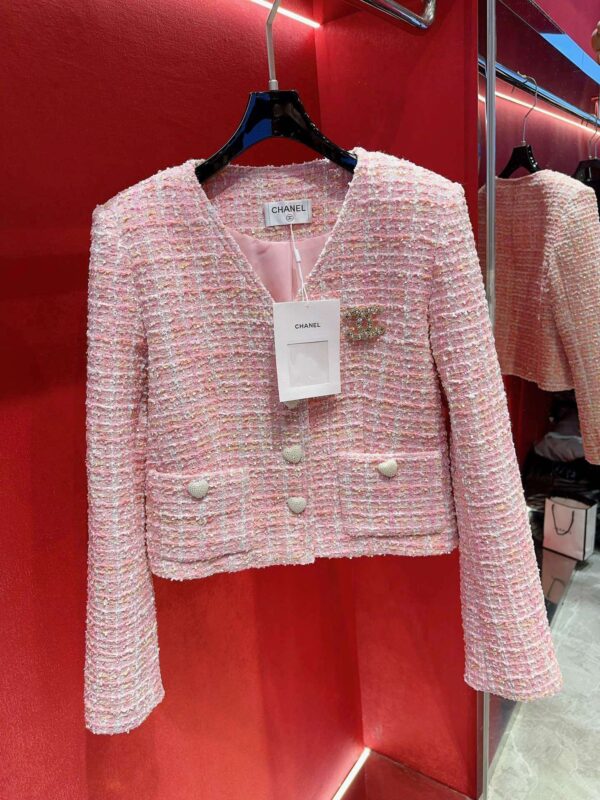 Chanel V-Neck Tweed Jacket White For Women
