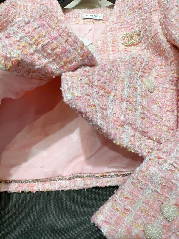Chanel V-Neck Tweed Jacket White For Women