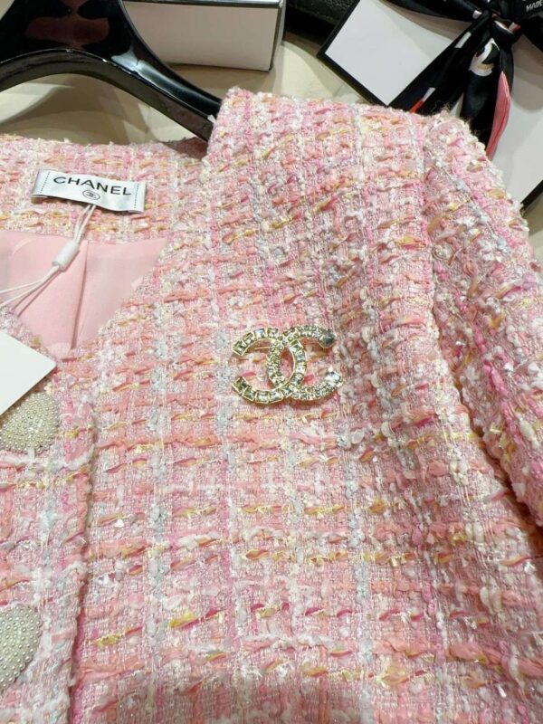 Chanel V-Neck Tweed Jacket White For Women