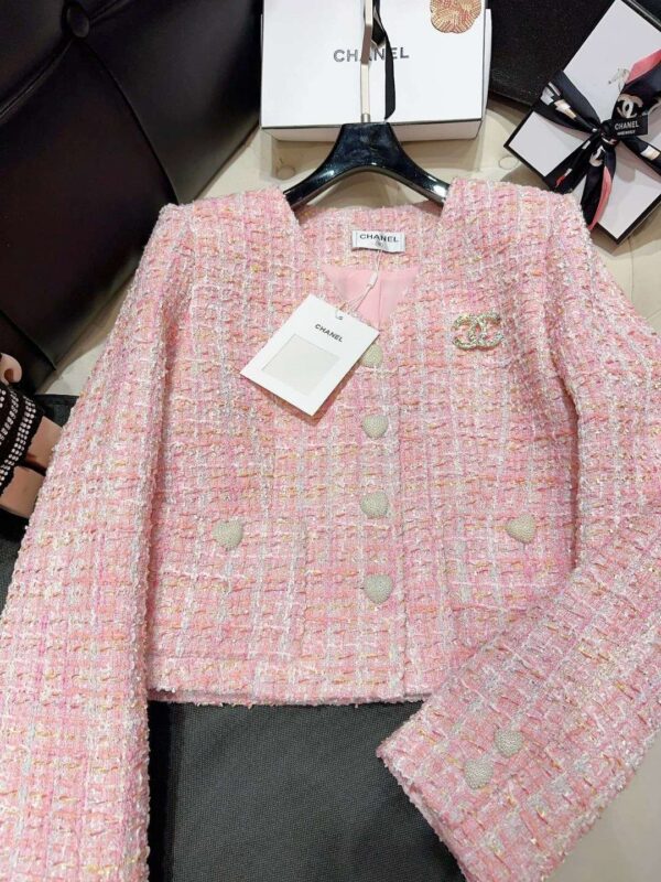 Chanel V-Neck Tweed Jacket White For Women