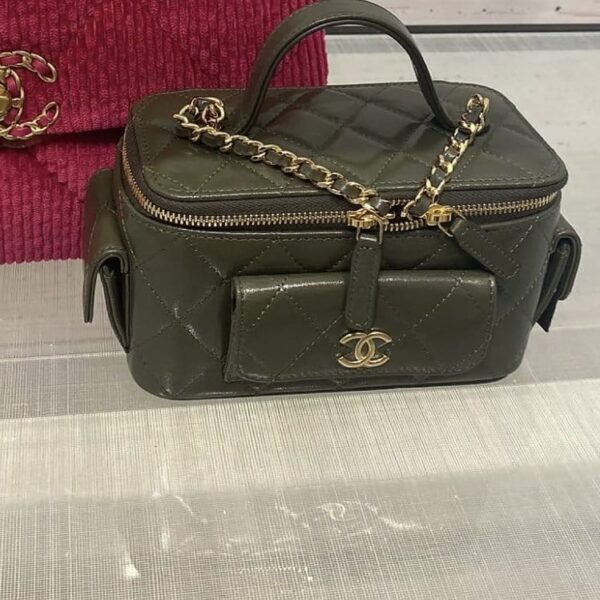 [REP 1:1] Chanel Vanity Bag With Strap Dark Green For Women, Women's Bags 6.6in/17cm
