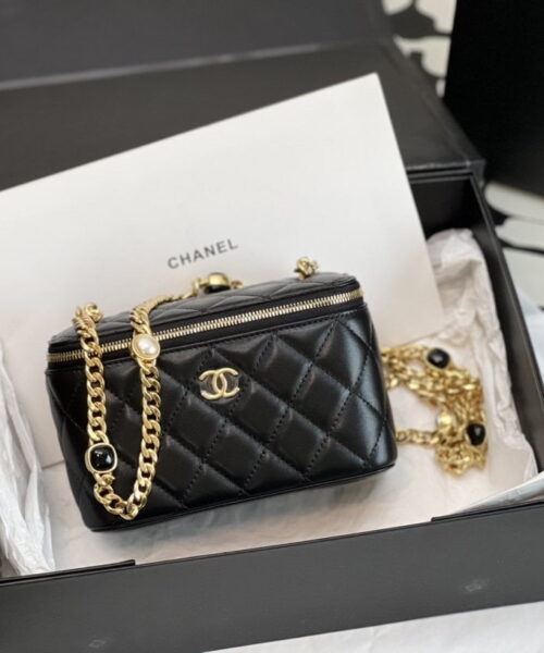 [REP 1:1] Chanel Vanity With Chain Black For Women, Women's Bags 6.2in/16cm