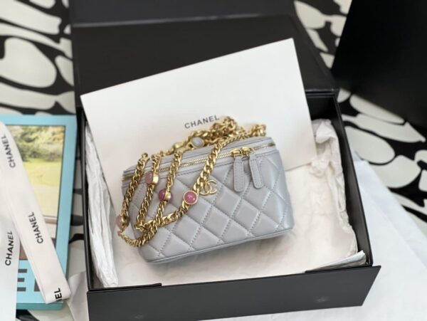 [REP 1:1] Chanel Vanity With Chain Gray For Women, Women's Bags 6.2in/16cm