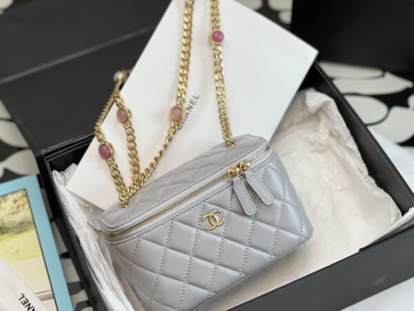 [REP 1:1] Chanel Vanity With Chain Gray For Women, Women's Bags 6.2in/16cm