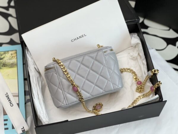 [REP 1:1] Chanel Vanity With Chain Gray For Women, Women's Bags 6.2in/16cm